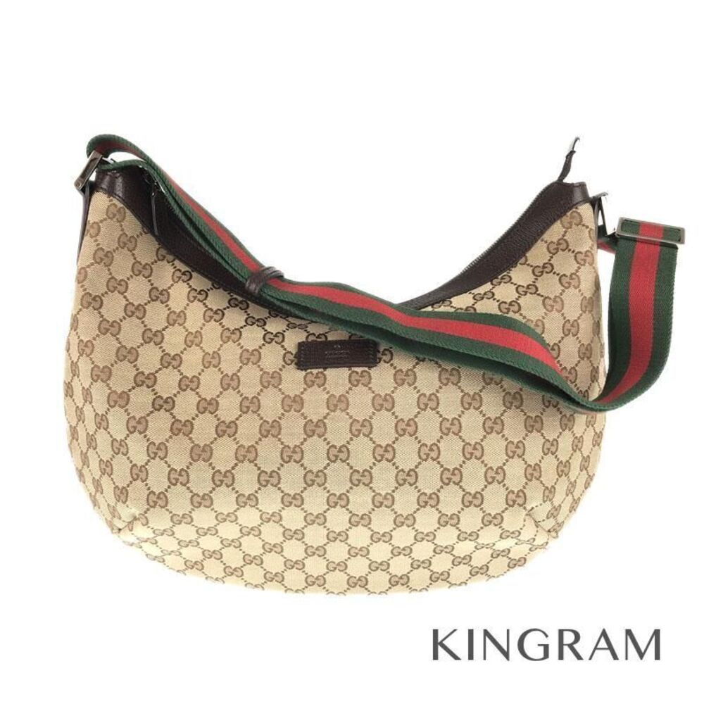 Gucci Beige Brown Canvas Leather Shoulder Bag ku
